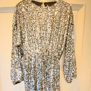 ZARA SEQUIN MINI DRESS with sash belt (Size 6)